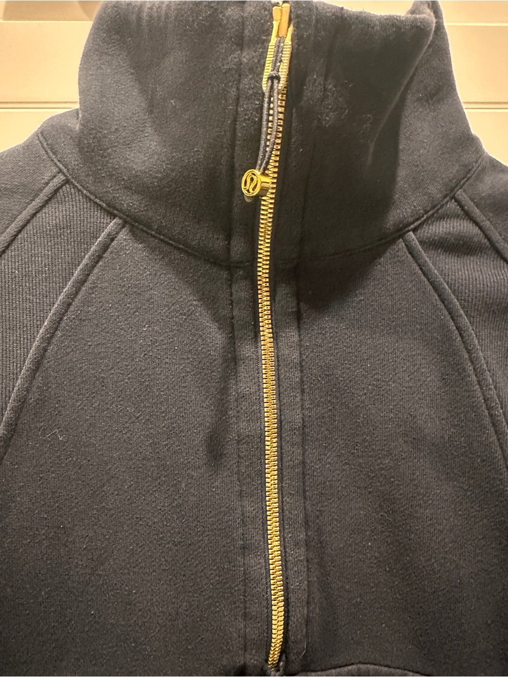 Lululemon Scuba Oversized Funnel Neck Half Zip True Navy/Gold XS/S Rare - Picture 2 of 6